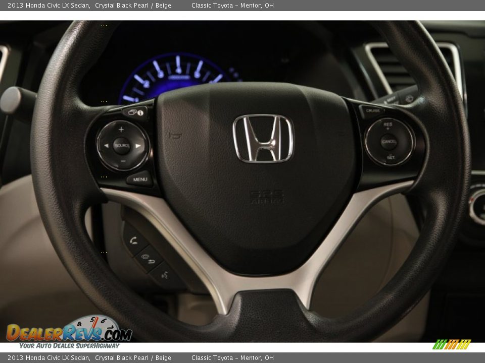 2013 Honda Civic LX Sedan Crystal Black Pearl / Beige Photo #6