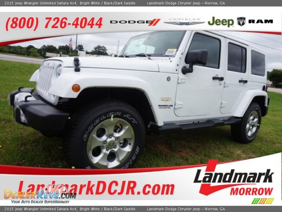 2015 Jeep Wrangler Unlimited Sahara 4x4 Bright White / Black/Dark Saddle Photo #1