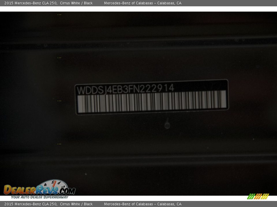 2015 Mercedes-Benz CLA 250 Cirrus White / Black Photo #7