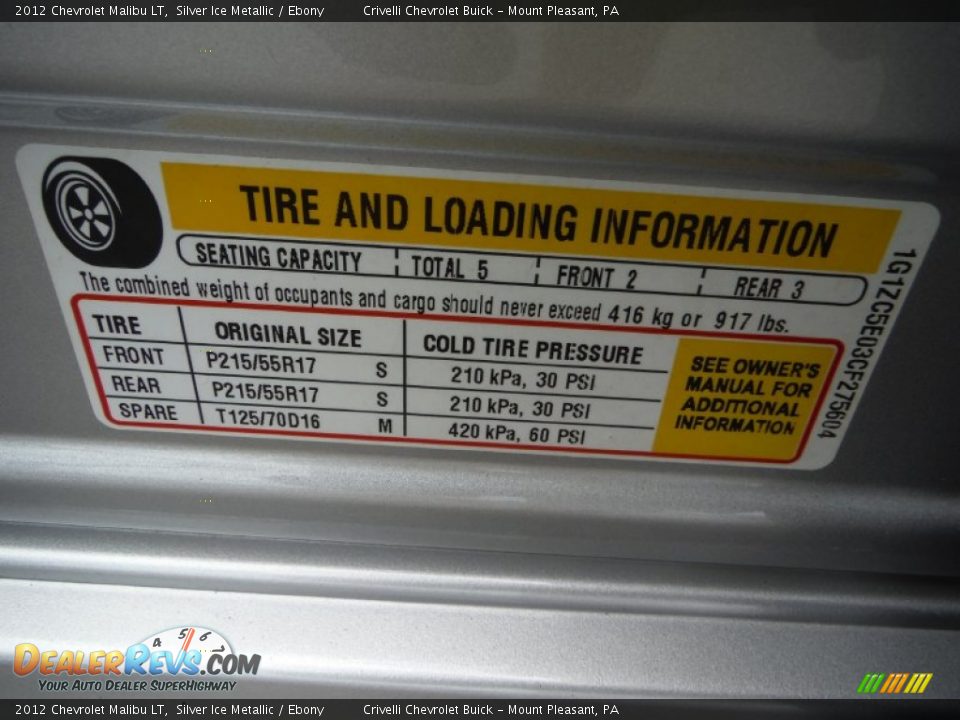 2012 Chevrolet Malibu LT Silver Ice Metallic / Ebony Photo #33