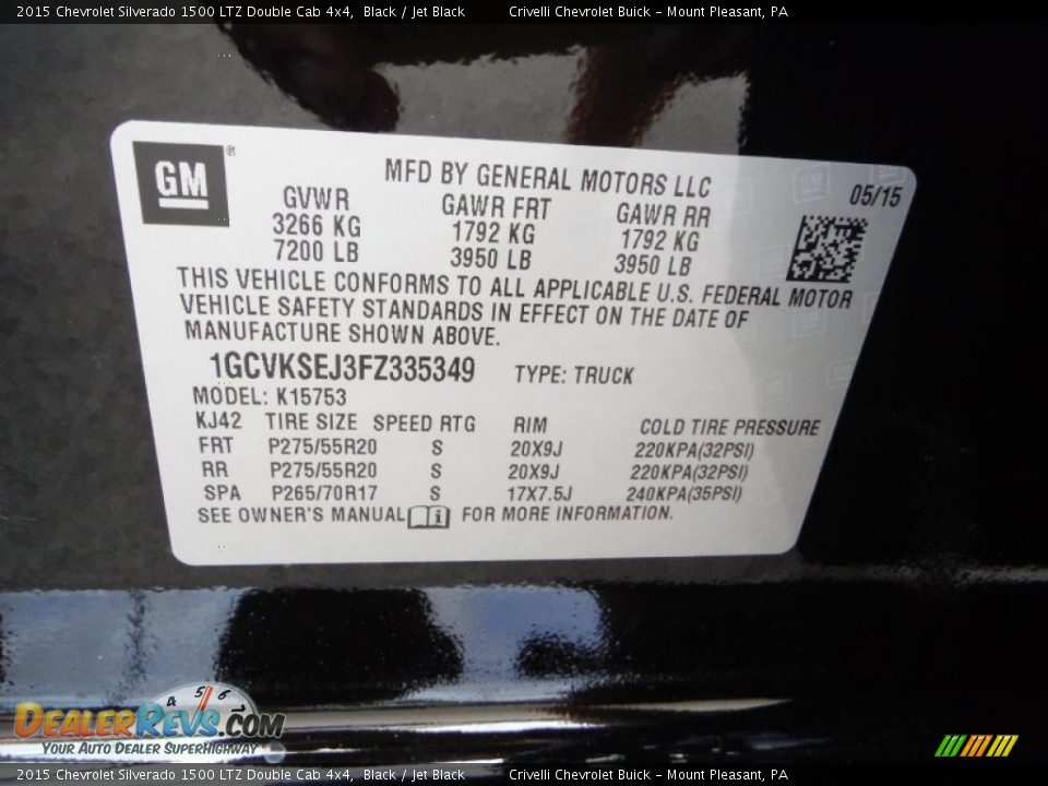 2015 Chevrolet Silverado 1500 LTZ Double Cab 4x4 Black / Jet Black Photo #25