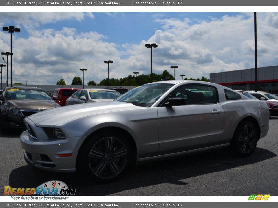 2014 Ford Mustang V6 Premium Coupe Ingot Silver / Charcoal Black Photo #7