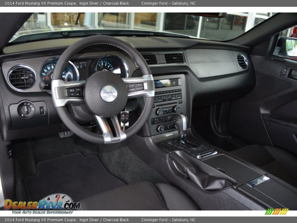 2014 Ford Mustang V6 Premium Coupe Ingot Silver / Charcoal Black Photo #11