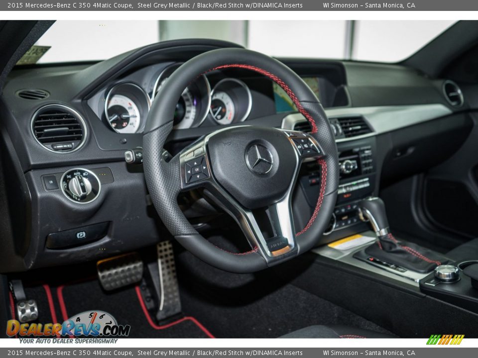 2015 Mercedes-Benz C 350 4Matic Coupe Steel Grey Metallic / Black/Red Stitch w/DINAMICA Inserts Photo #6