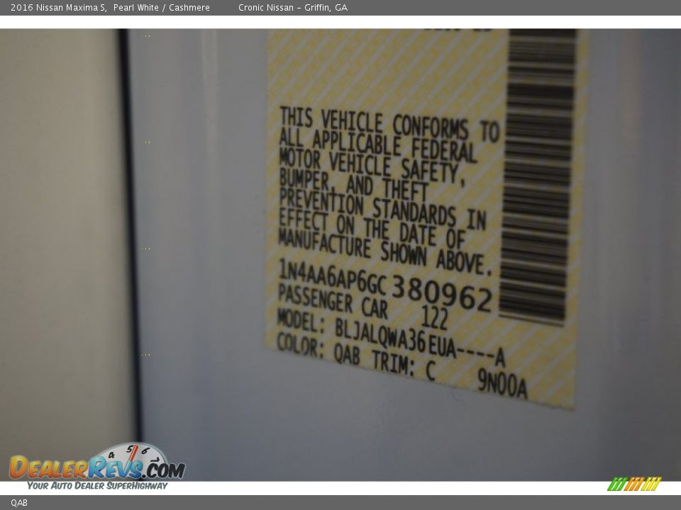 Nissan Color Code QAB Pearl White