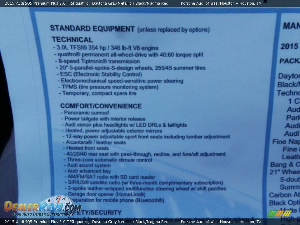 2015 Audi SQ5 Premium Plus 3.0 TFSI quattro Daytona Gray Metallic / Black/Magma Red Photo #34