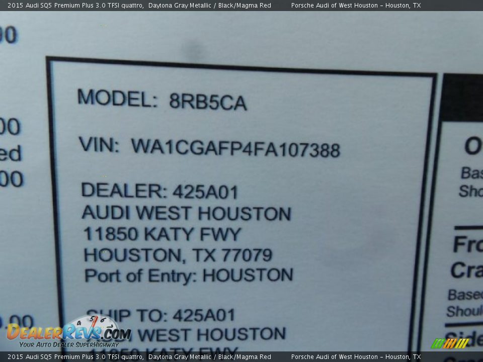 2015 Audi SQ5 Premium Plus 3.0 TFSI quattro Daytona Gray Metallic / Black/Magma Red Photo #35