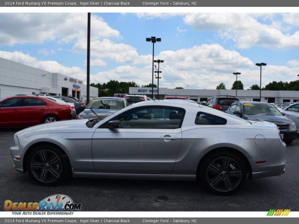 2014 Ford Mustang V6 Premium Coupe Ingot Silver / Charcoal Black Photo #6