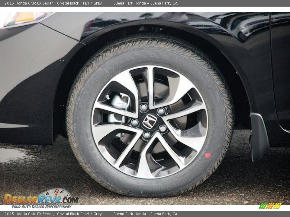 2015 Honda Civic EX Sedan Crystal Black Pearl / Gray Photo #6