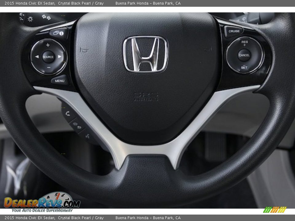 2015 Honda Civic EX Sedan Crystal Black Pearl / Gray Photo #10