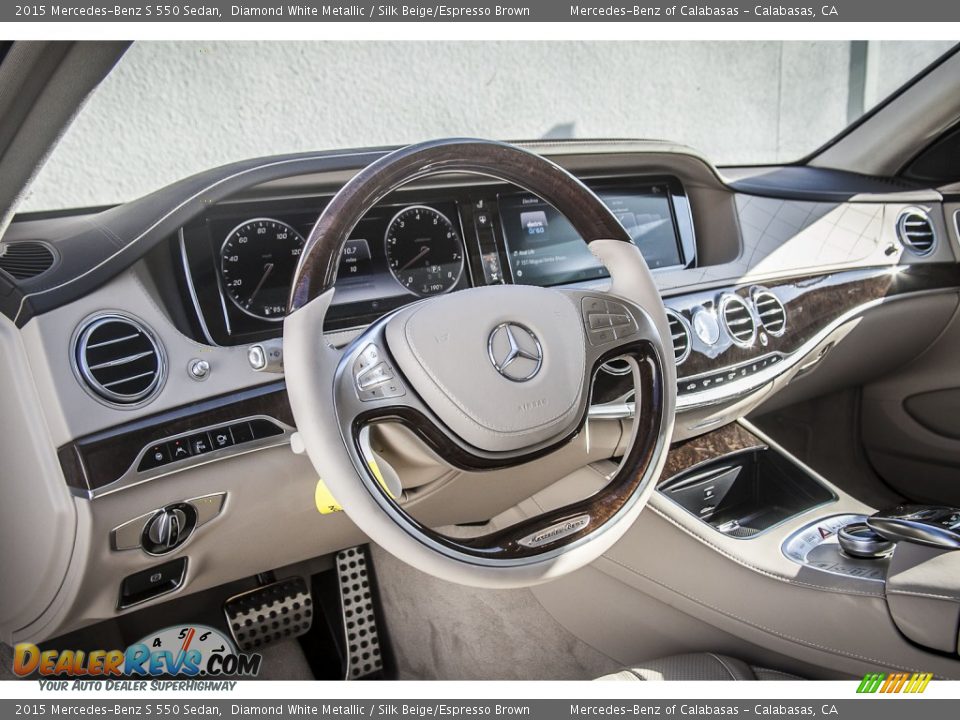 2015 Mercedes-Benz S 550 Sedan Diamond White Metallic / Silk Beige/Espresso Brown Photo #5