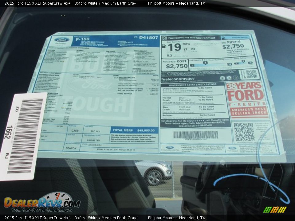 2015 Ford F150 XLT SuperCrew 4x4 Oxford White / Medium Earth Gray Photo #35