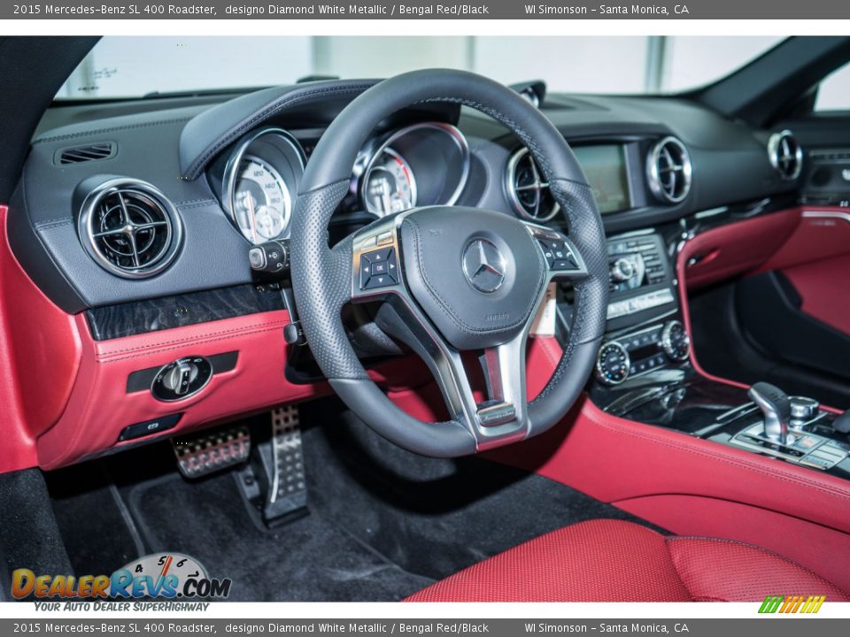 2015 Mercedes-Benz SL 400 Roadster designo Diamond White Metallic / Bengal Red/Black Photo #6