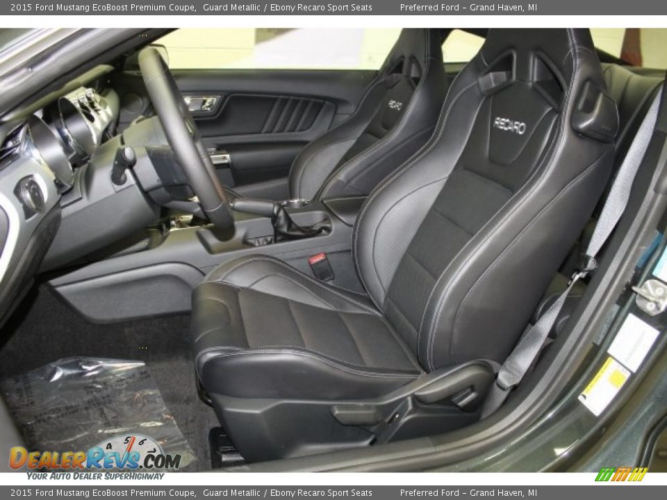 2015 Ford Mustang EcoBoost Premium Coupe Guard Metallic / Ebony Recaro Sport Seats Photo #8