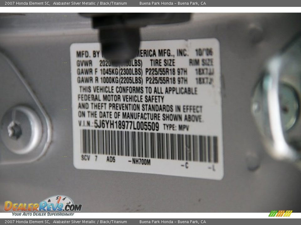2007 Honda Element SC Alabaster Silver Metallic / Black/Titanium Photo #27