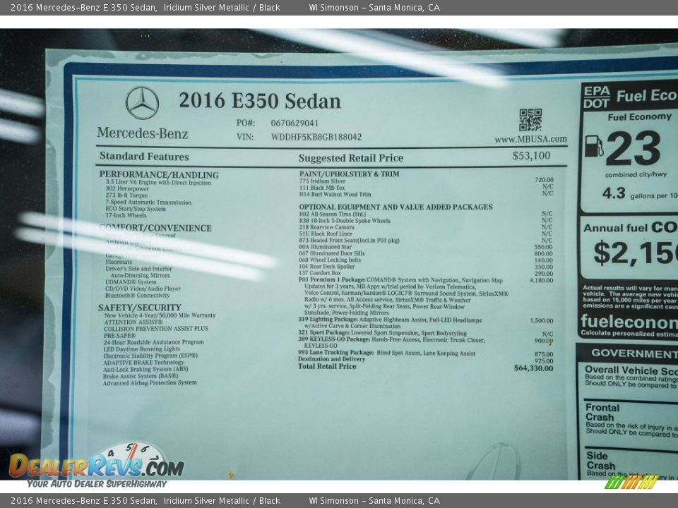 2016 Mercedes-Benz E 350 Sedan Iridium Silver Metallic / Black Photo #11