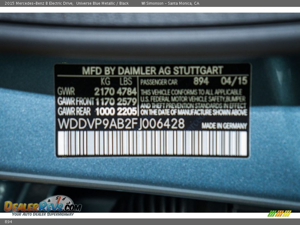 Mercedes-Benz Color Code 894 Universe Blue Metallic