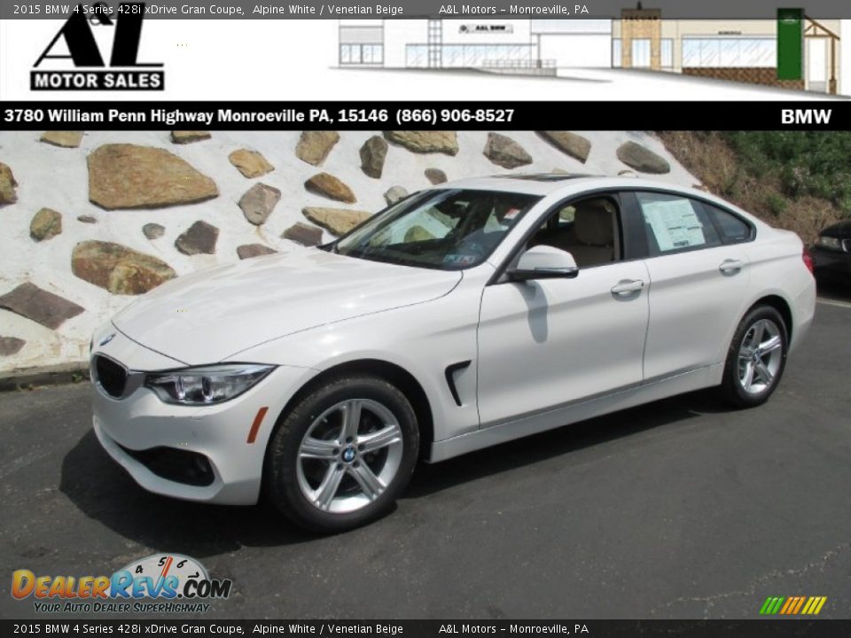 2015 BMW 4 Series 428i xDrive Gran Coupe Alpine White / Venetian Beige Photo #1