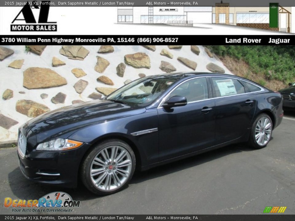 2015 Jaguar XJ XJL Portfolio Dark Sapphire Metallic / London Tan/Navy Photo #1