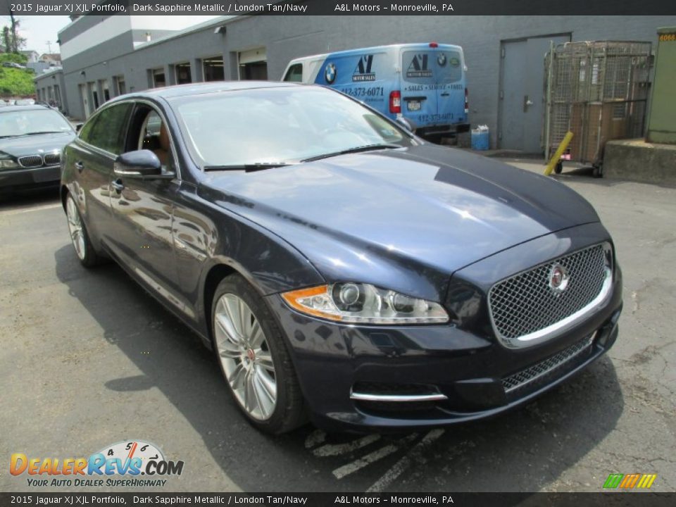 2015 Jaguar XJ XJL Portfolio Dark Sapphire Metallic / London Tan/Navy Photo #8