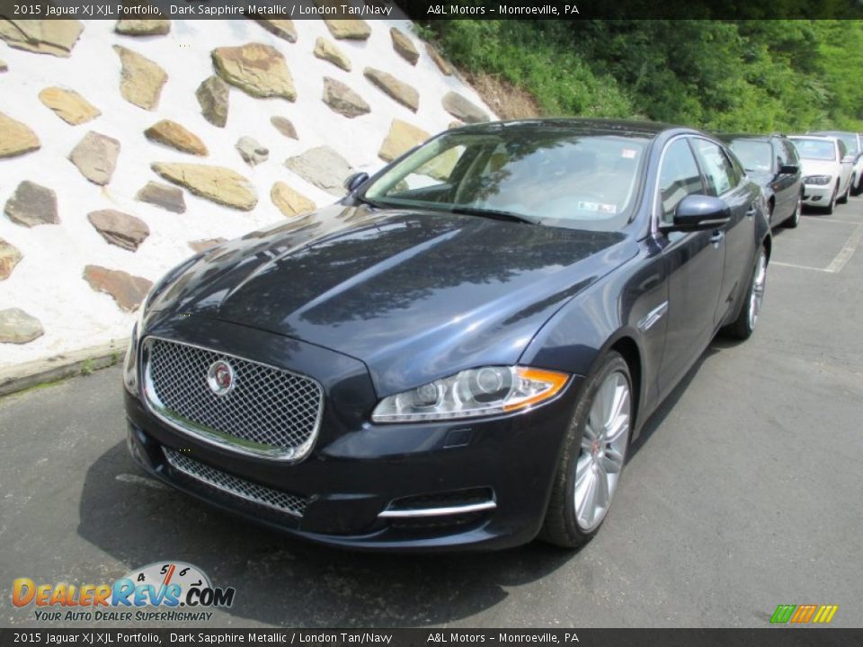 2015 Jaguar XJ XJL Portfolio Dark Sapphire Metallic / London Tan/Navy Photo #10
