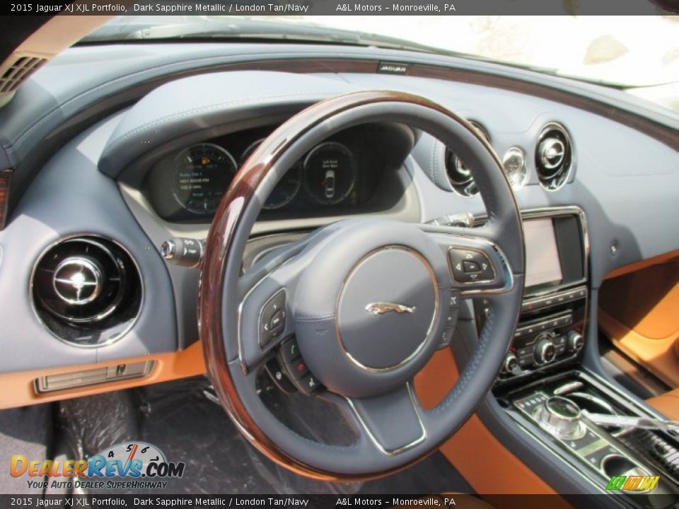 2015 Jaguar XJ XJL Portfolio Dark Sapphire Metallic / London Tan/Navy Photo #15