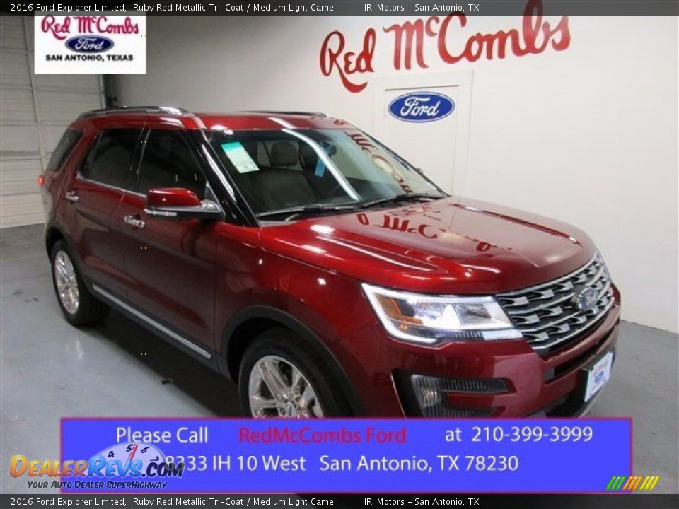 2016 Ford Explorer Limited Ruby Red Metallic Tri-Coat / Medium Light Camel Photo #1