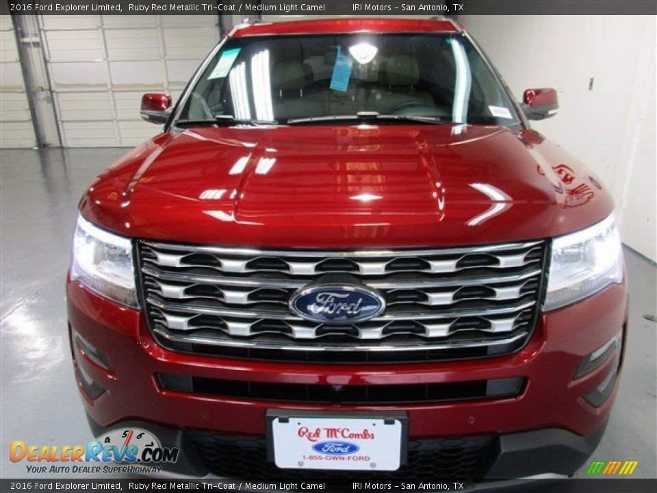 2016 Ford Explorer Limited Ruby Red Metallic Tri-Coat / Medium Light Camel Photo #2