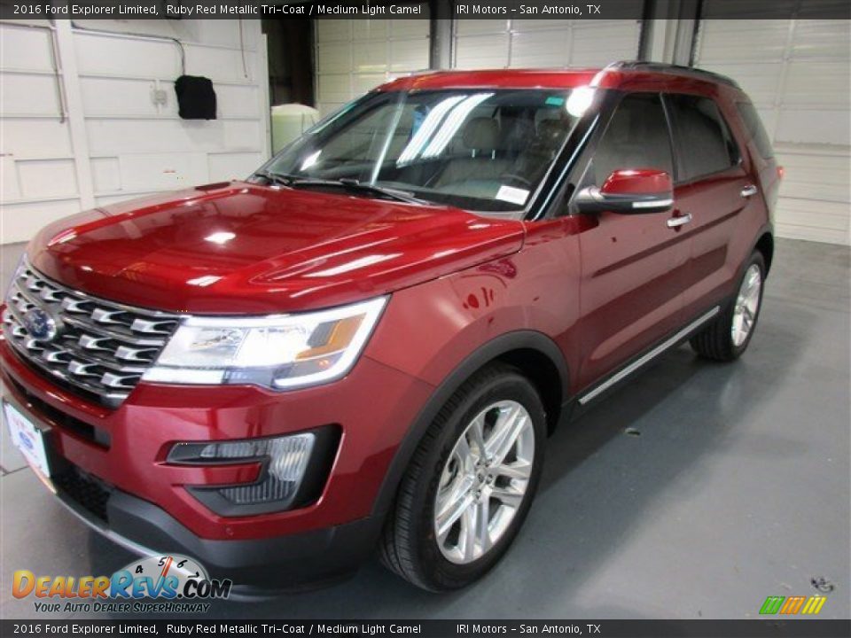 2016 Ford Explorer Limited Ruby Red Metallic Tri-Coat / Medium Light Camel Photo #3