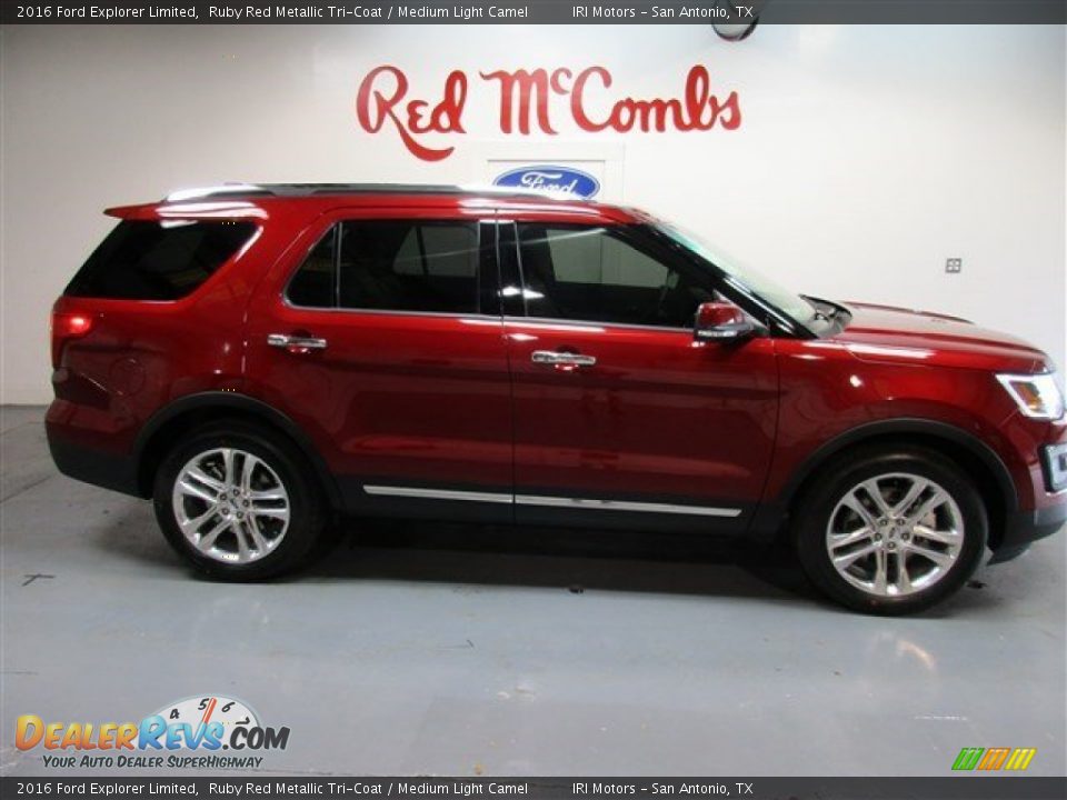 2016 Ford Explorer Limited Ruby Red Metallic Tri-Coat / Medium Light Camel Photo #8