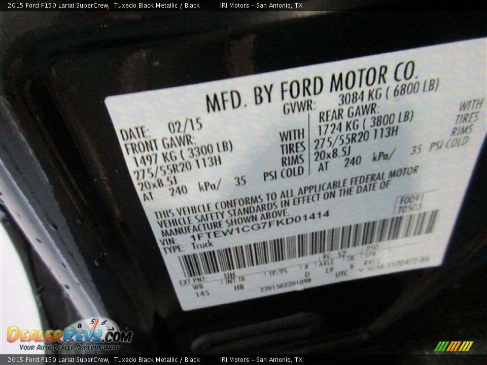 2015 Ford F150 Lariat SuperCrew Tuxedo Black Metallic / Black Photo #17