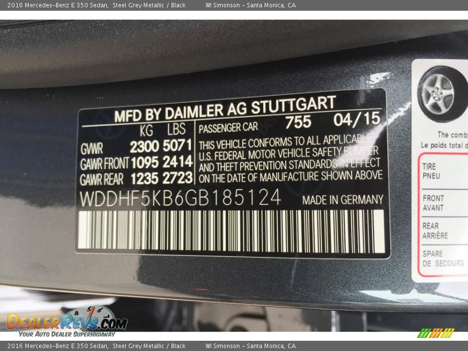 2016 Mercedes-Benz E 350 Sedan Steel Grey Metallic / Black Photo #8