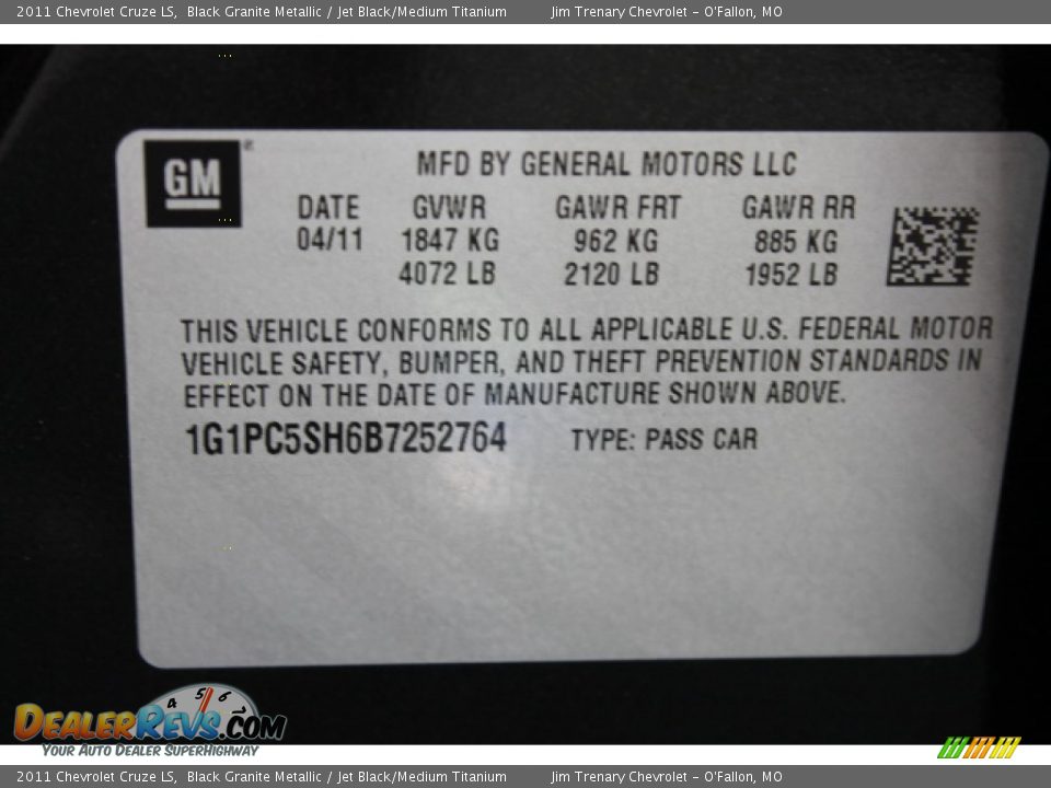 2011 Chevrolet Cruze LS Black Granite Metallic / Jet Black/Medium Titanium Photo #17