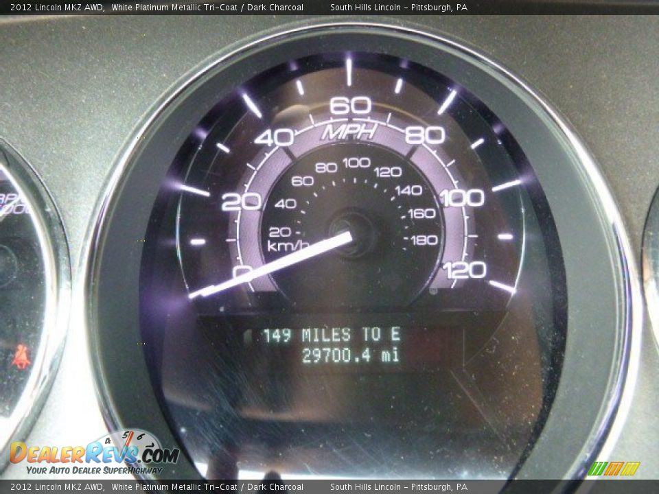 2012 Lincoln MKZ AWD White Platinum Metallic Tri-Coat / Dark Charcoal Photo #24