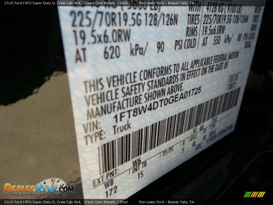 2016 Ford F450 Super Duty XL Crew Cab 4x4 Green Gem Metallic / Steel Photo #16