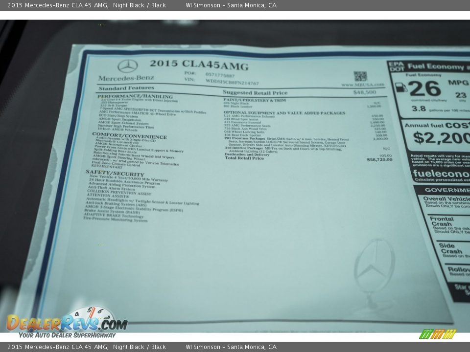2015 Mercedes-Benz CLA 45 AMG Window Sticker Photo #11