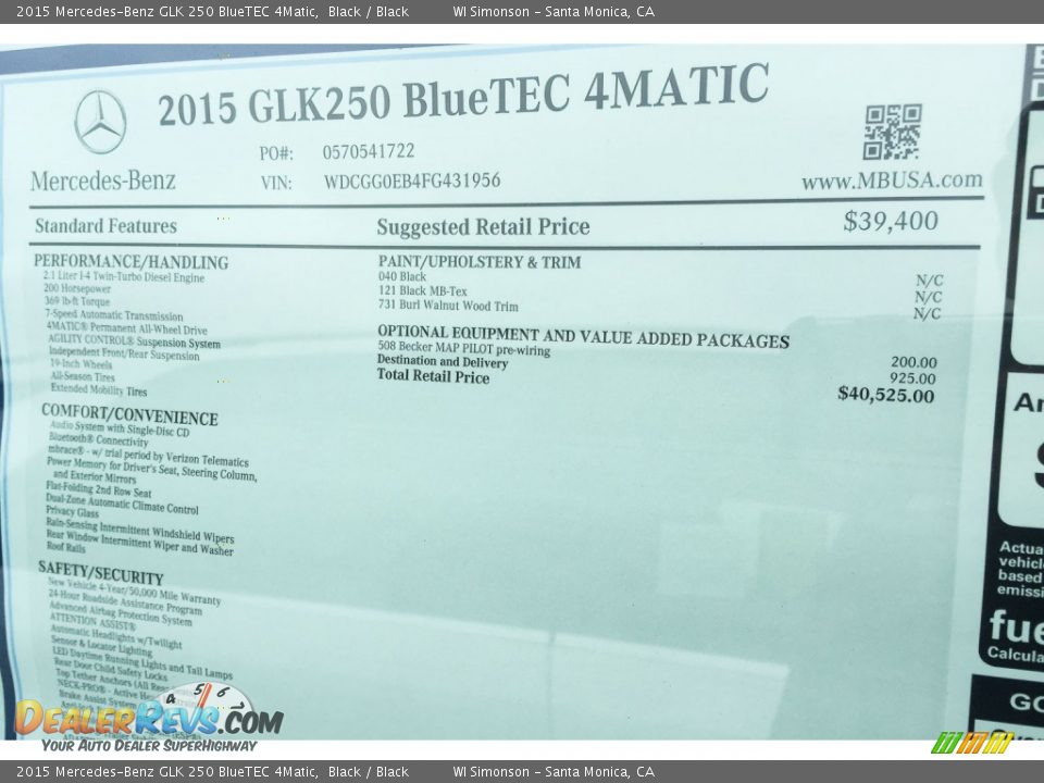 2015 Mercedes-Benz GLK 250 BlueTEC 4Matic Black / Black Photo #11