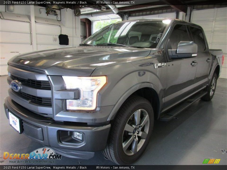 2015 Ford F150 Lariat SuperCrew Magnetic Metallic / Black Photo #3