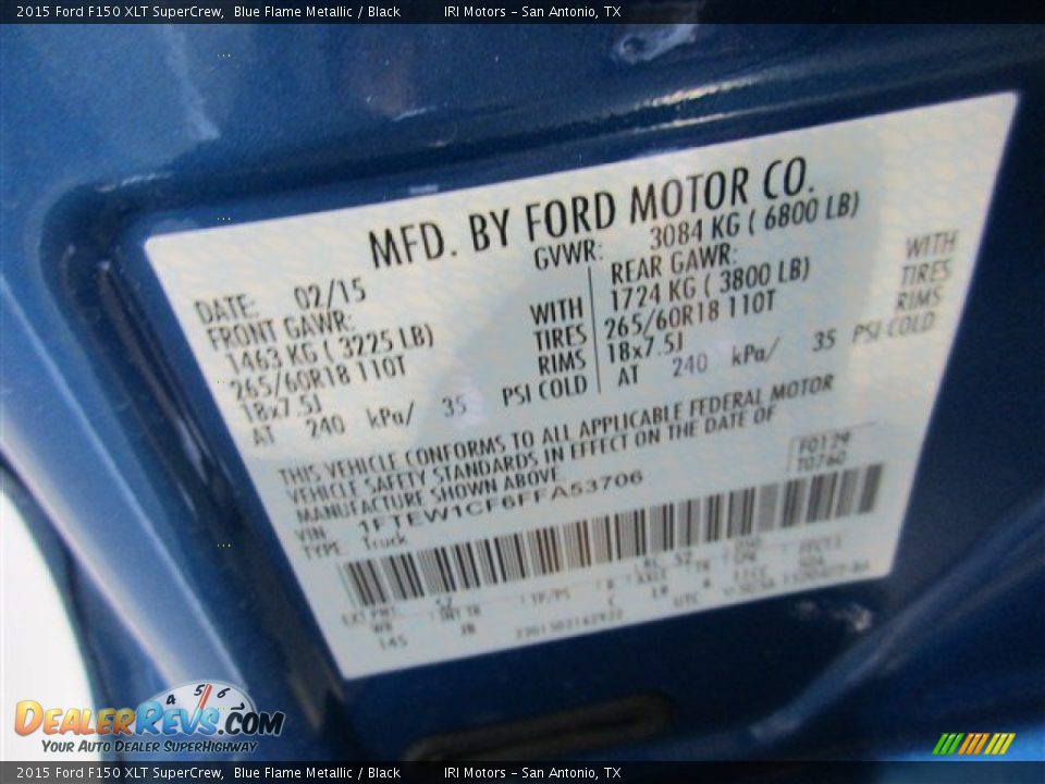 2015 Ford F150 XLT SuperCrew Blue Flame Metallic / Black Photo #15