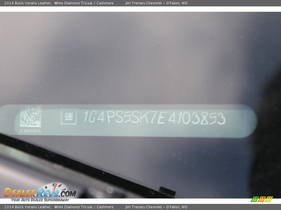 2014 Buick Verano Leather White Diamond Tricoat / Cashmere Photo #17