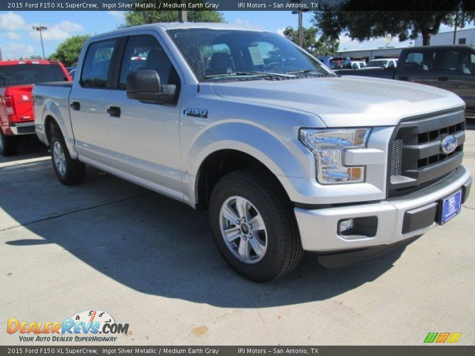 2015 Ford F150 XL SuperCrew Ingot Silver Metallic / Medium Earth Gray Photo #1