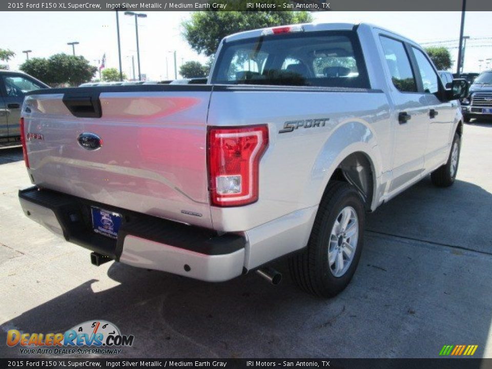 2015 Ford F150 XL SuperCrew Ingot Silver Metallic / Medium Earth Gray Photo #8