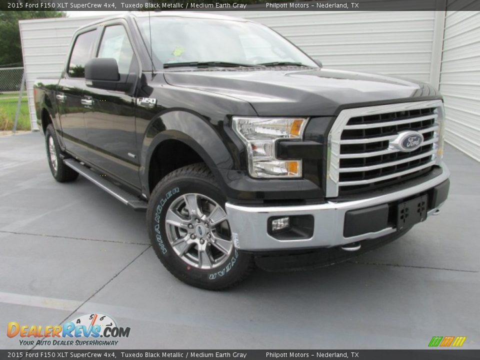 2015 Ford F150 XLT SuperCrew 4x4 Tuxedo Black Metallic / Medium Earth Gray Photo #1