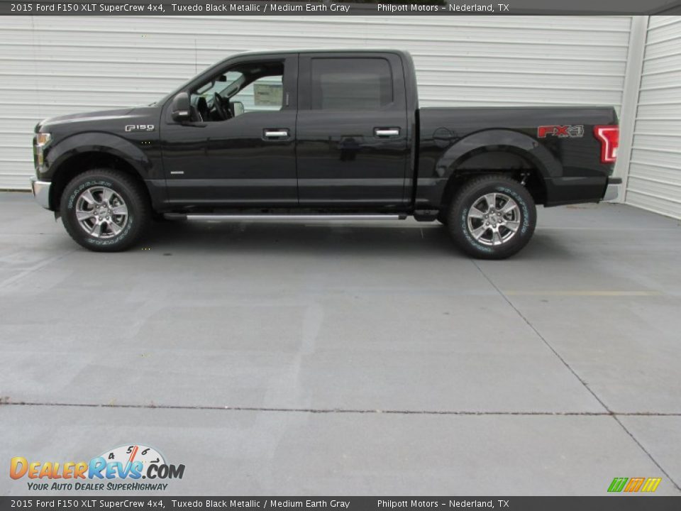 2015 Ford F150 XLT SuperCrew 4x4 Tuxedo Black Metallic / Medium Earth Gray Photo #6