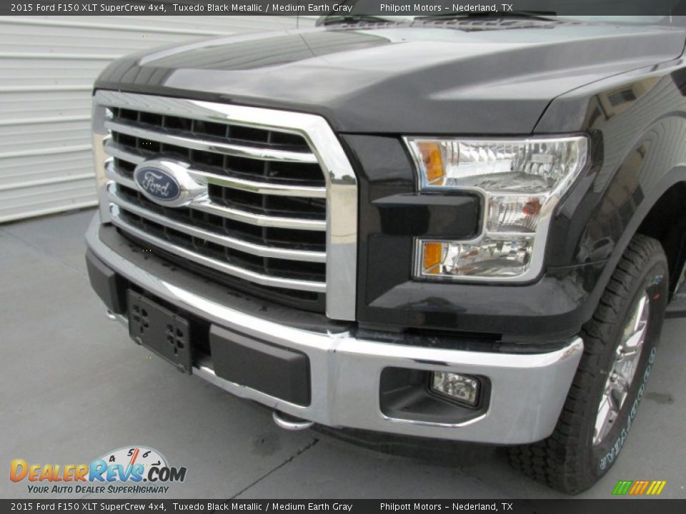 2015 Ford F150 XLT SuperCrew 4x4 Tuxedo Black Metallic / Medium Earth Gray Photo #10