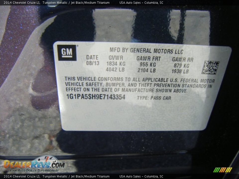 2014 Chevrolet Cruze LS Tungsten Metallic / Jet Black/Medium Titanium Photo #16