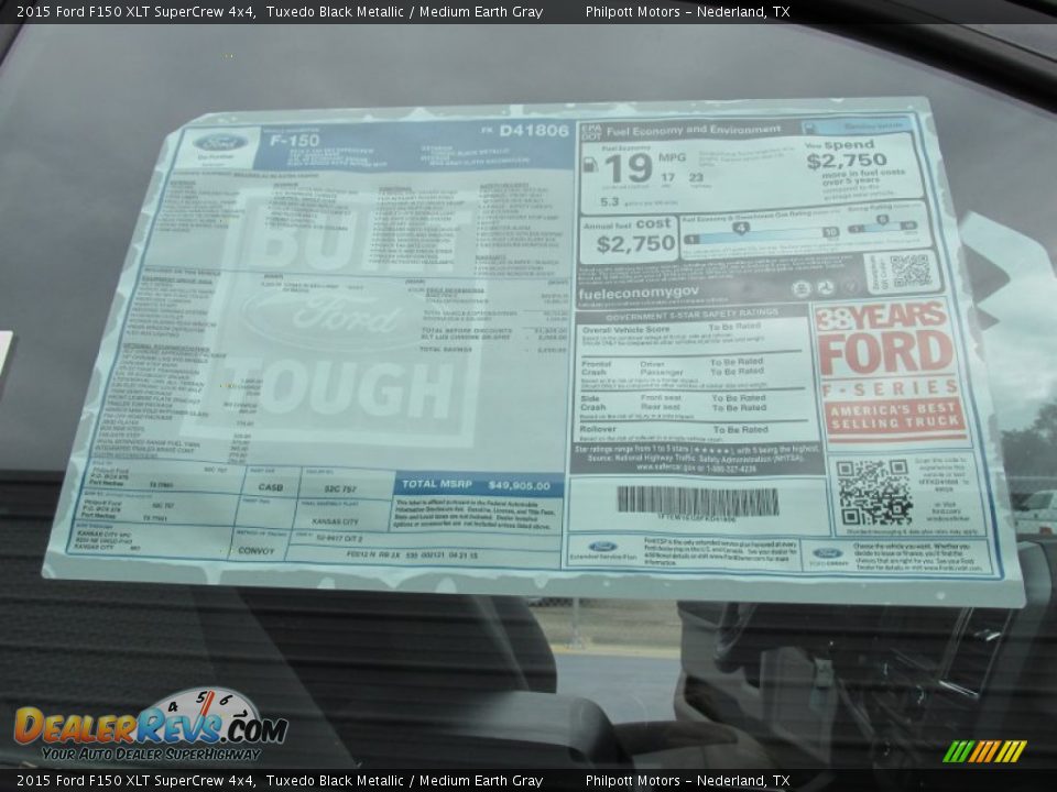 2015 Ford F150 XLT SuperCrew 4x4 Tuxedo Black Metallic / Medium Earth Gray Photo #35