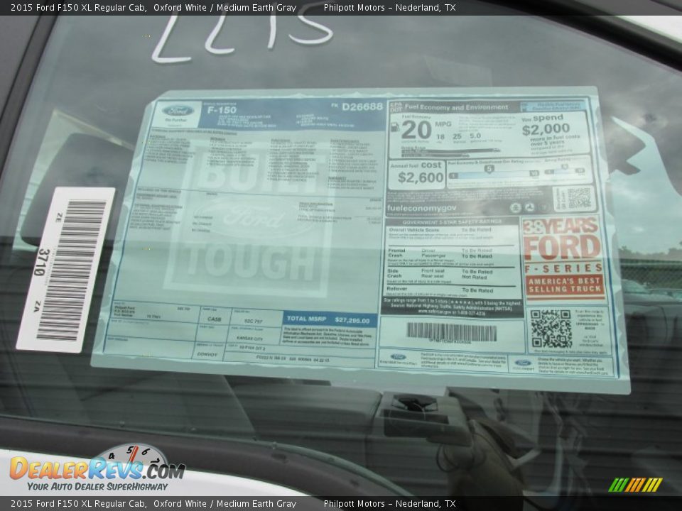 2015 Ford F150 XL Regular Cab Window Sticker Photo #30