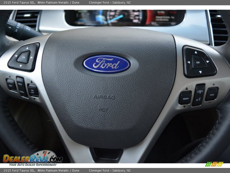2015 Ford Taurus SEL White Platinum Metallic / Dune Photo #20