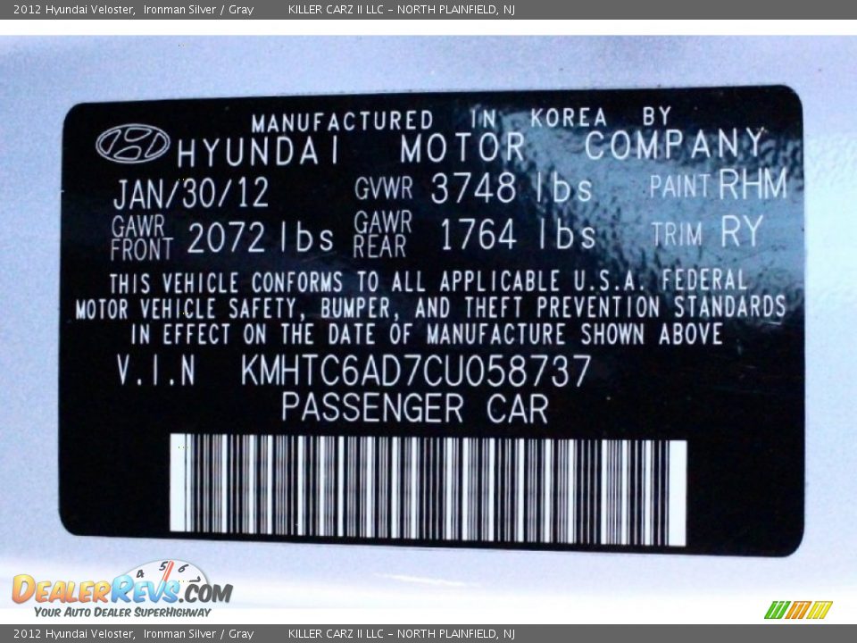 2012 Hyundai Veloster Ironman Silver / Gray Photo #29